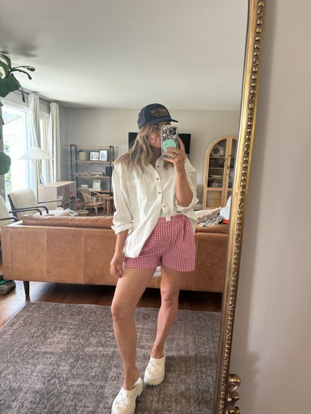 Button Freddie too size small ( runs very oversized! Perfect coverup too )

Boxers are amazon. Size up. I got a large

Hat is free people

Gucci mules are my favorite!! Linked the target similar ones  

#LTKover40 #LTKSeasonal #LTKfindsunder100