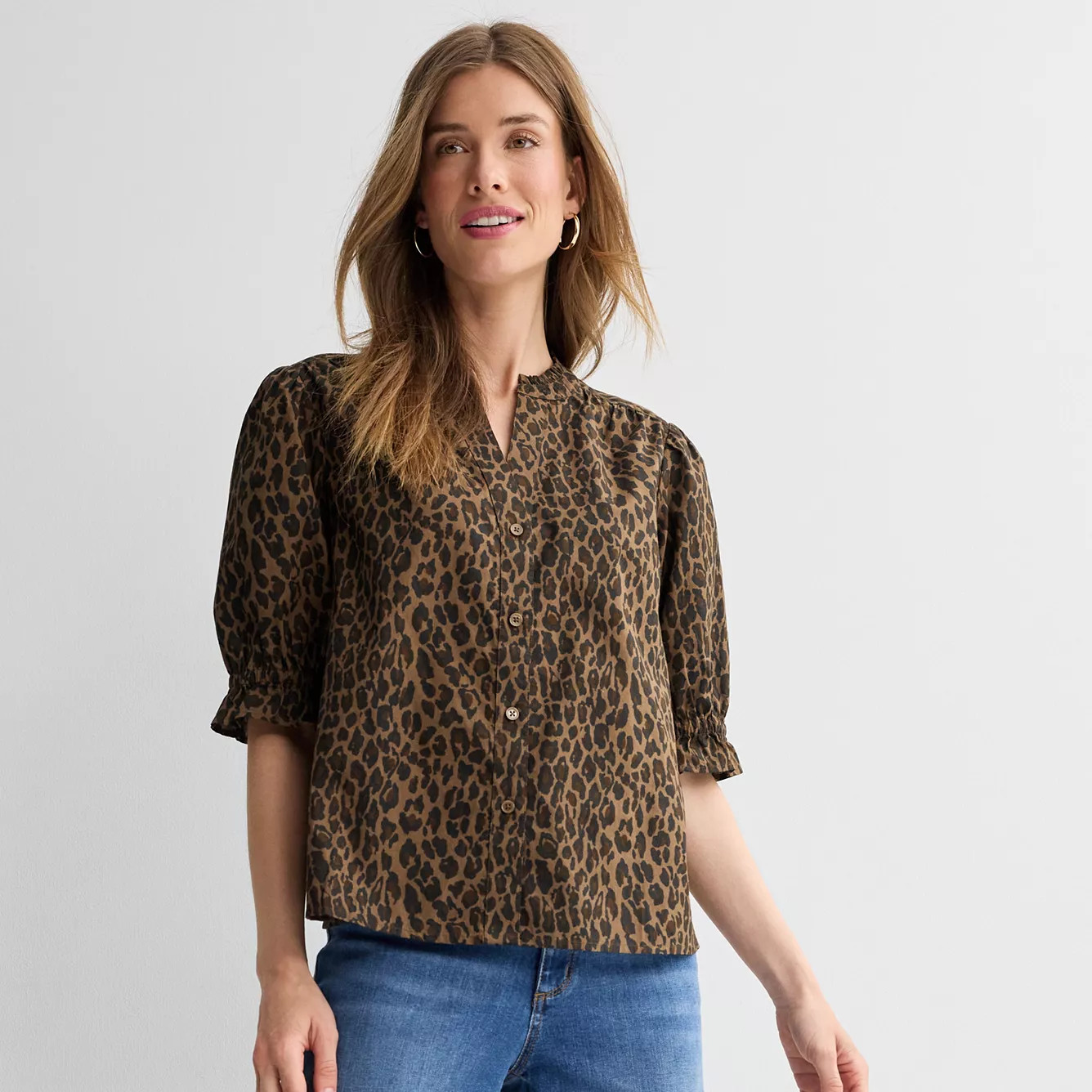 Women's Sonoma Goods For Life\u00ae Puff Sleeve Button Front Top | Kohl's