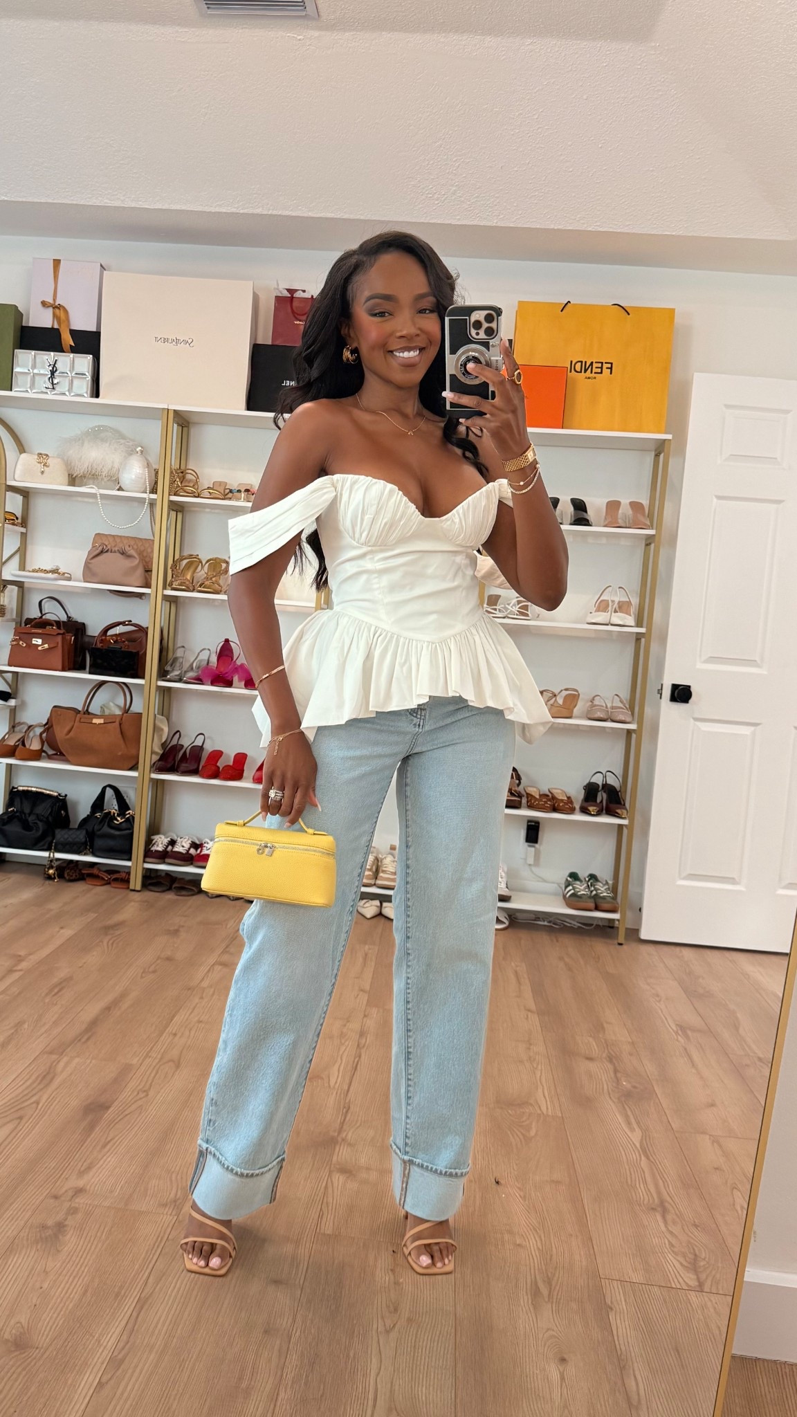Brunch Outfit Inspo 

When the top fits like a dream and the jeans understand the assignment—you know it’s a LOOK!
This off-shoulder corset top is a whole moment: snatching the waist, flattering the neckline, and adding just the right amount of drama with that peplum detail (aka great for giving the illusion of curves or gently concealing the midsection if that’s a concern for you). Paired it with these wide cuff jeans that hug in all the right places and give legs-for-days vibes!

Spring-ready with a soft pop of butter yellow—because neutrals + color hits are always in.

If you love this, leave me a few emojis or a sweet comment—helps me stay in your algorithm and keeps the outfit inspo coming your way!

Wearing size Small
4 long 
 | 5’4” | 140 lbs for reference.

#SpringStyle #PeplumTop #CorsetTop #DenimStyle #SpringOutfitInspo #LTKStyle #OOTD #BodyPositiveStyle #FlatteringFashion #WaistSnatchingFit #FashionCreator

S top
4 long pants 

#LTKShoeCrush #LTKFindsUnder100 #LTKBaby