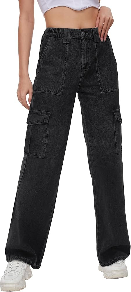 Tapata Women's 26"/28"/30"/32"/34" Cargo Jeans Straight Leg Short Petite Regular Tall Denim Relax... | Amazon (US)