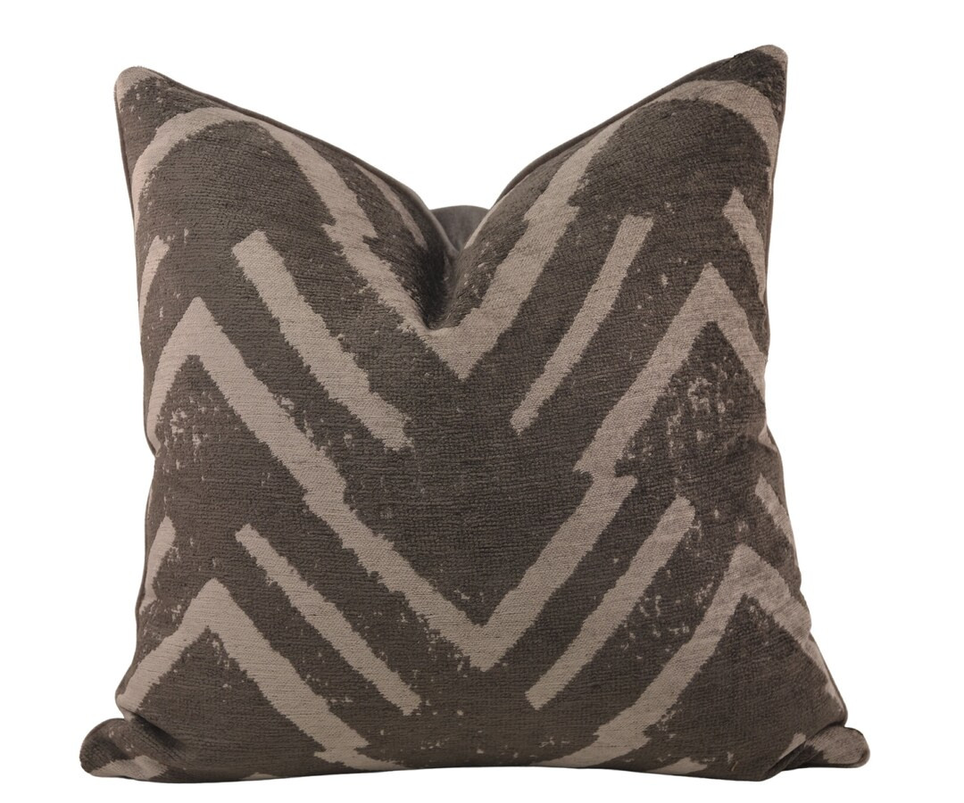 Charcoal Gray Tribal Throw Pillow Cover, 20x20, Graphic Pillow Cover, Shades of Gray Velvet/ Chen... | Etsy (US)