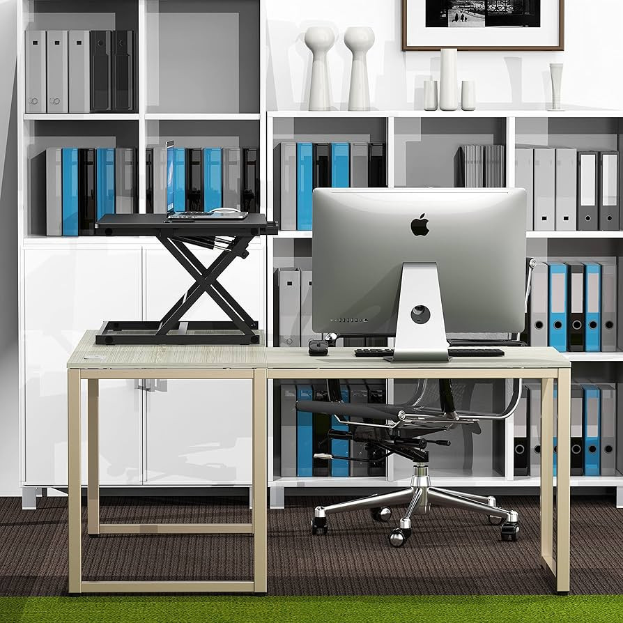 SHW 32-Inch Height Adjustable Standing Desk Converter Riser Workstation, Black | Amazon (US)