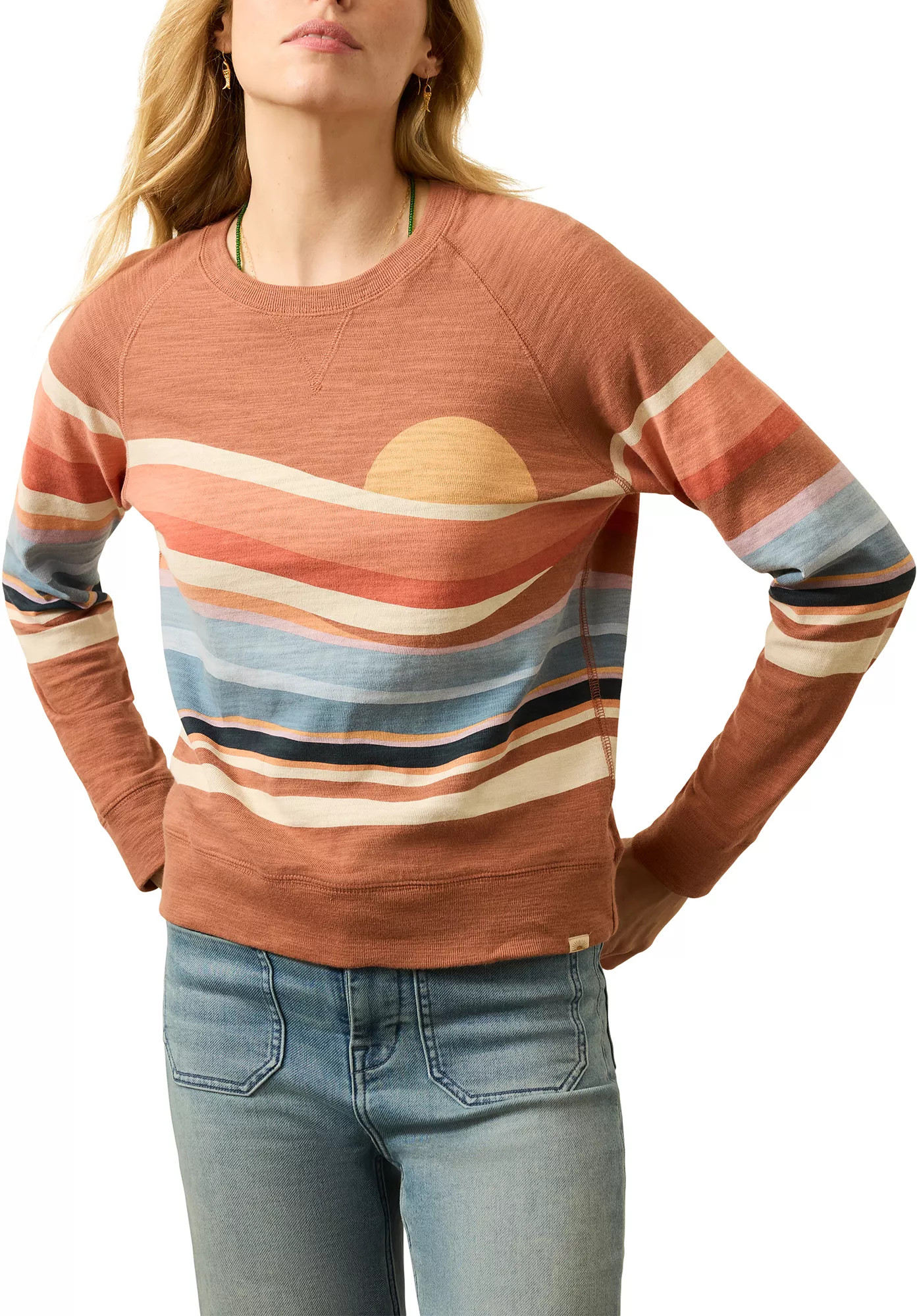 Faherty Women's Sunwashed Slub Crew, XS, Autumn Spritz Soleil | DICK'S Sporting Goods