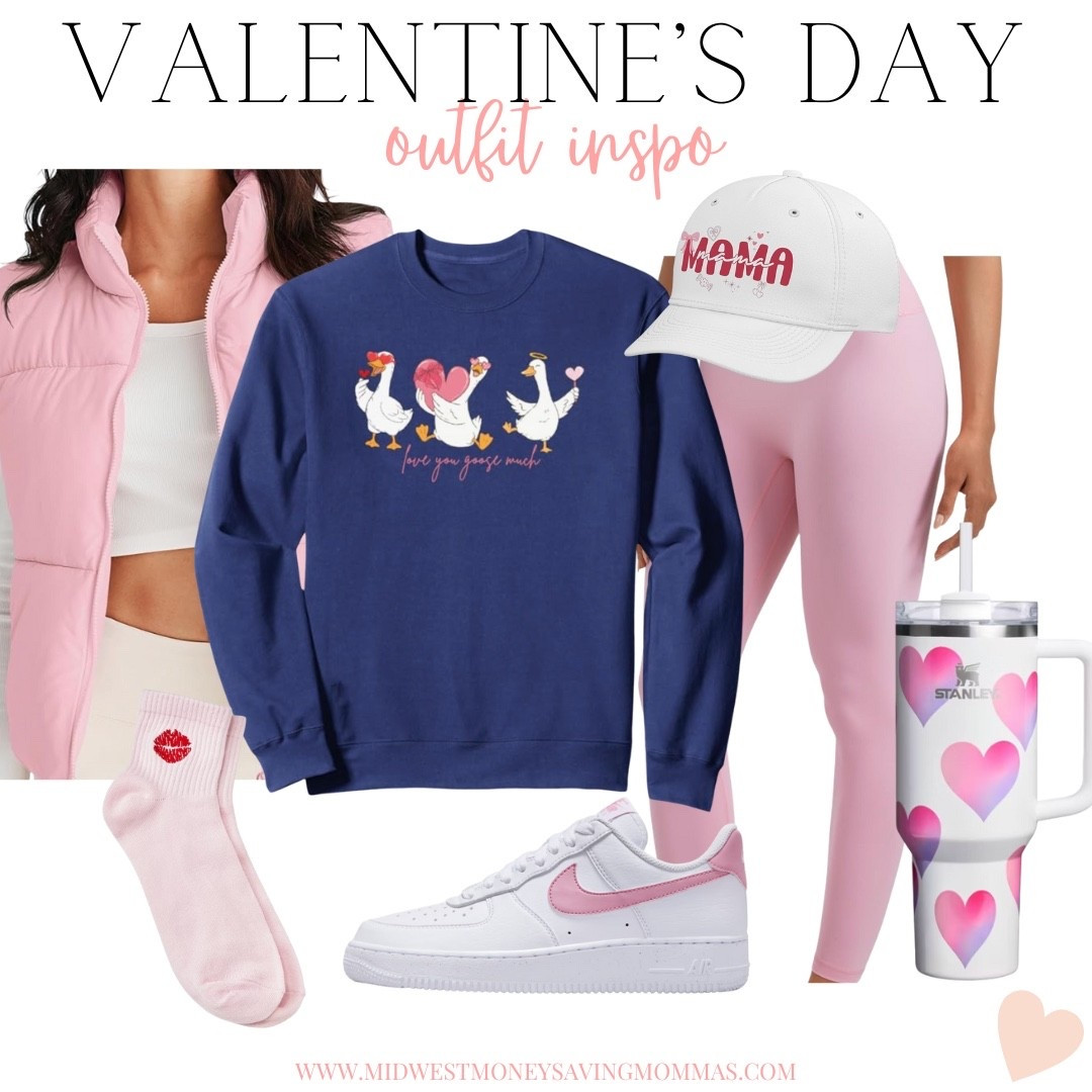Valentine’s Day outfit

Mom sweatshirt  goose sweatshirt  puffer vest  cropped vest  mama hat  leggings  Nike sneakers  crew socks  Stanley cup winter outfit 

#LTKootd #LTKgrwm #LTKmomlife
