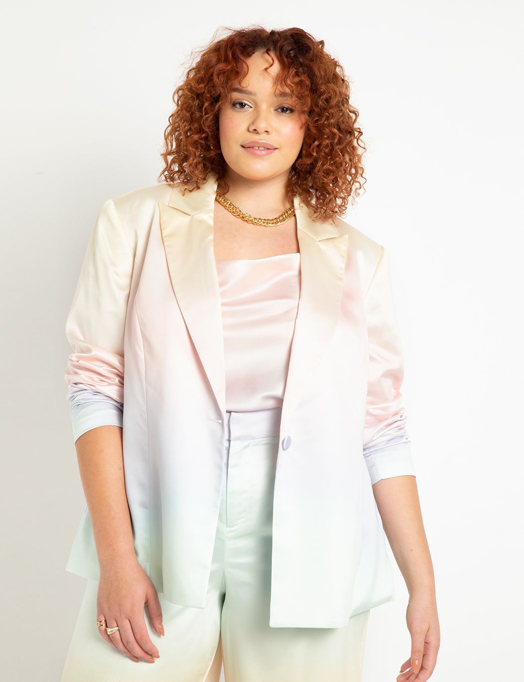 Ombre Printed Blazer | Women's Plus Size Coats + Jackets | ELOQUII | Eloquii