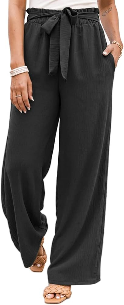 Amazon.com: NIMIN High Waisted Wide Leg Pants for Women Comfy Dress Pants Loose Business Casual P... | Amazon (US)