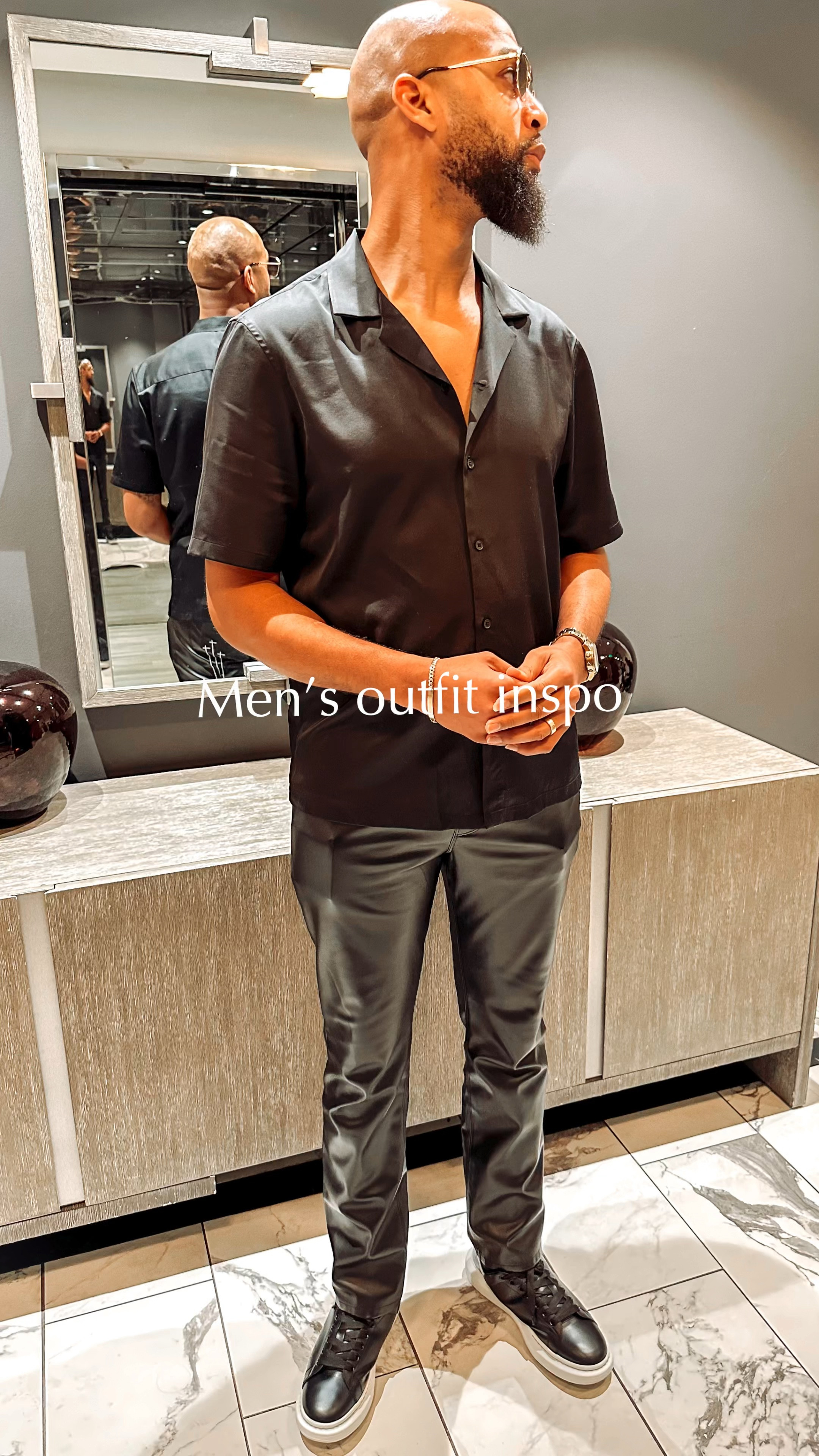 I love this look that my husband put together. We had a baby shower to attend followed by an impromptu date night and we decided on an all black outfit. 

Shop this look now for yourself or your bae 🫶🏽. 

*hubby is 6’6, 220lbs and wears an XL in shirts.
#mensapparel #mensclothes #menswear #mens #man #men #clothes #outfitinspiration #mensoutfits #bigandtall

#LTKGiftGuide #LTKstyletip #LTKmens