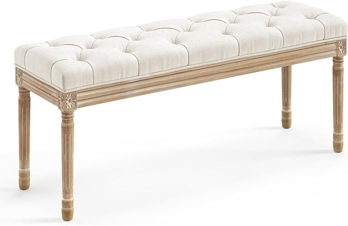 LUE BONA 44" Bedroom Bench, Fabric End of Bed Bench, Upholstered French Tufted Ottoman Bench with... | Amazon (US)