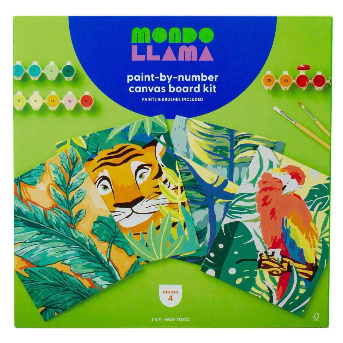4pk Paint-By-Number Canvas Board Kit Jungle - Mondo Llama™ | Target