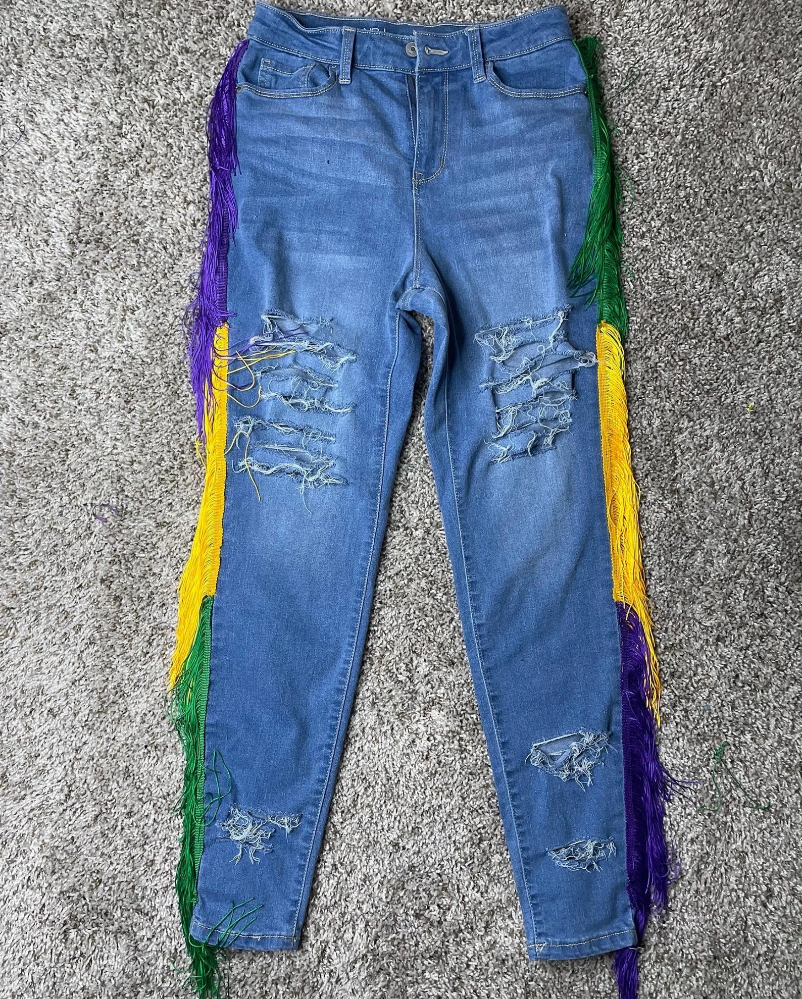 Trio Fringe Jeans mardi Gras Edition - Etsy | Etsy (US)