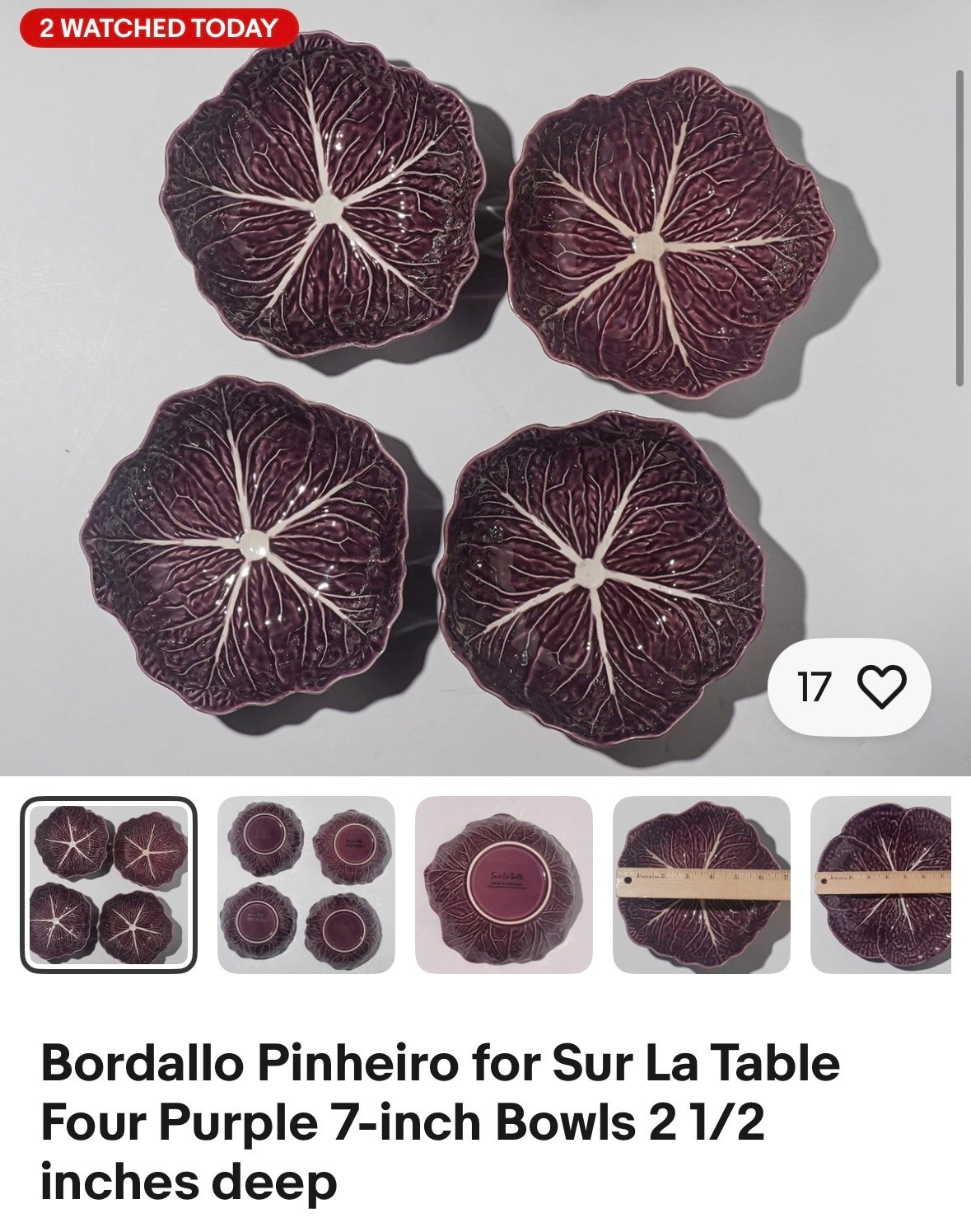 Rare hard to find vintage Bordallo Pinheiro deep purple cabbageware bowls

#LTKHome #LTKSeasonal