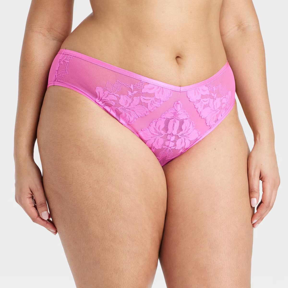 Women's Lace and Mesh Lingerie Cheeky Underwear - Auden™ Neon Pink | Target