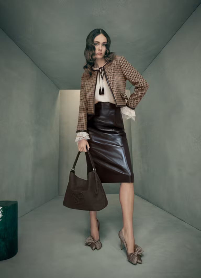 Marlene Patent Brown Slim Stretch Pencil Skirt | L.K. Bennett (UK)
