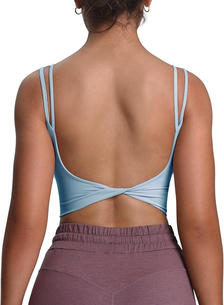 Aoxjox Women's Workout Sports Bras Fitness Yoga Crop Tank Metamorph Twist Back Cami | Amazon (US)