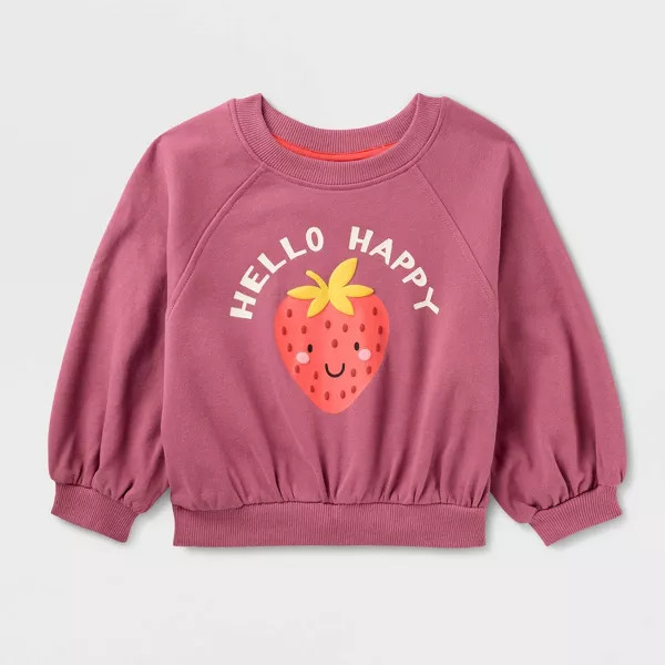 Toddler Girls' Strawberry Striped French Terry Top & Pants Set - Cat & Jack™ Mauve 2T | Target