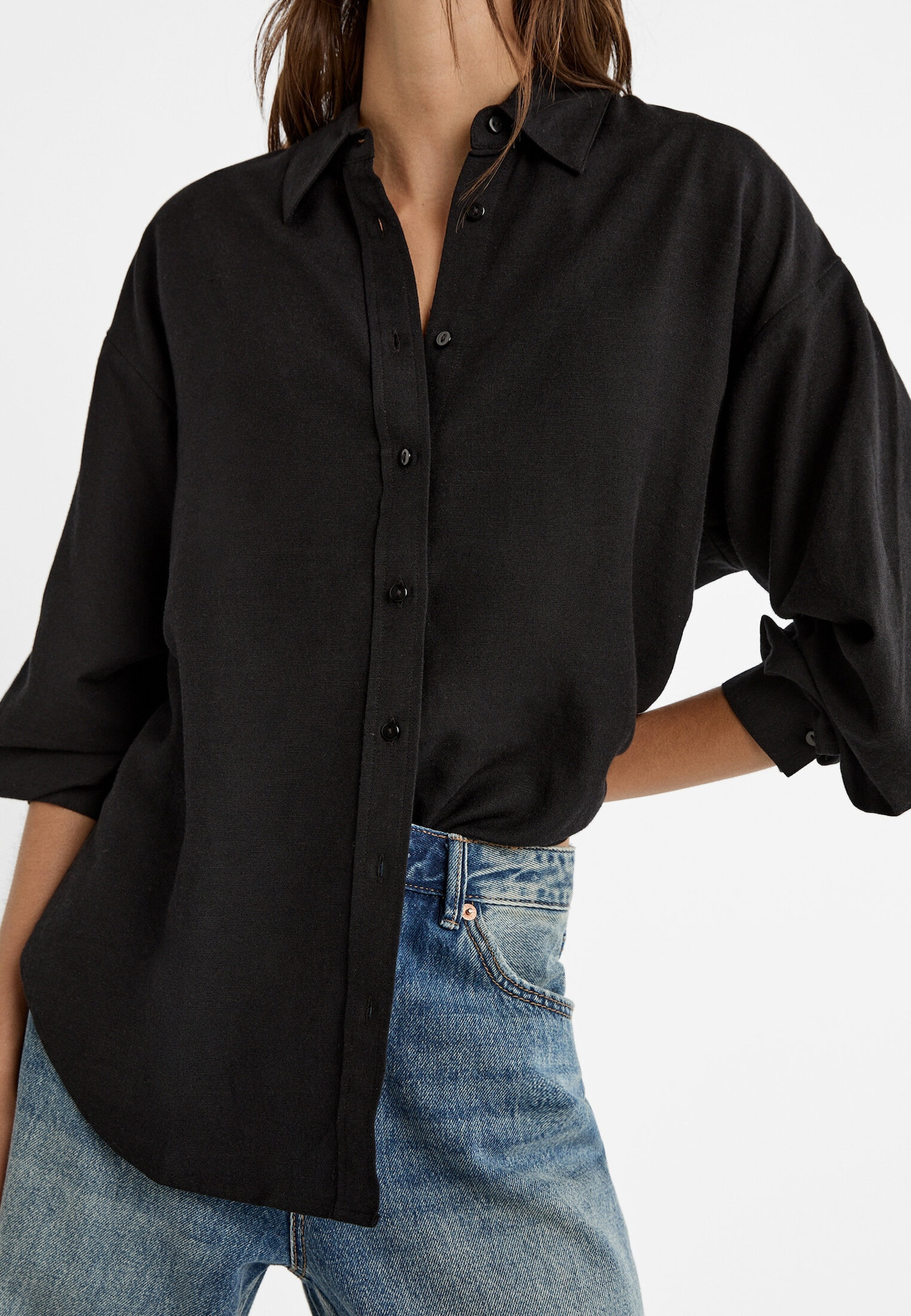 Linen blend shirt - Women's Shirts & Blouses | Stradivarius United Kingdom | Stradivarius (UK)