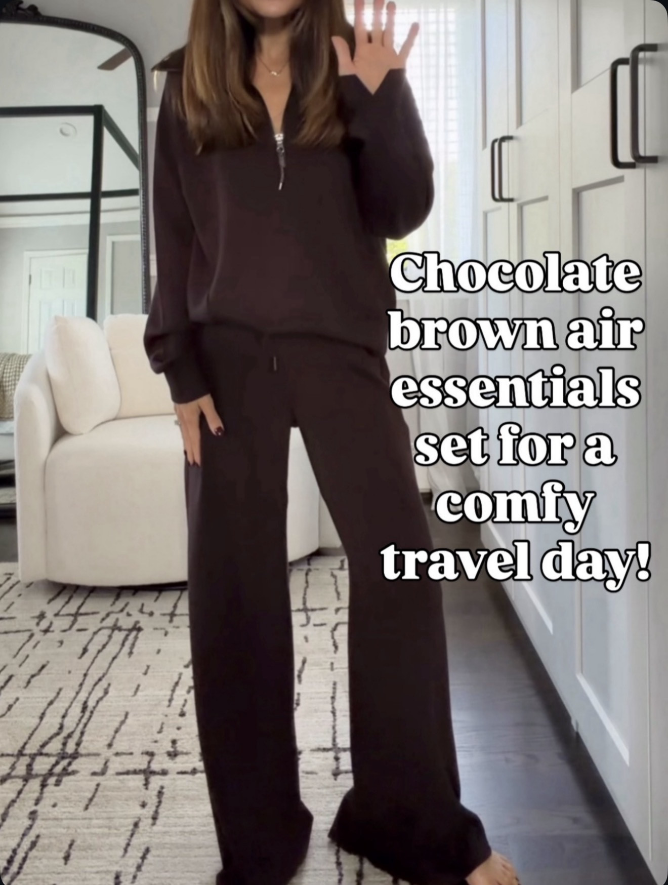 This chocolate brown Air Essentials set is UNREAL for travel days — soft, stretchy, and beyond comfy ✈️🤎 Wearing small top + bottoms.

#LTKGiftGuide #LTKOver40 #LTKHoliday