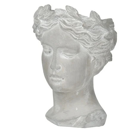 Girl Bust Planter Indoor Outdoor D�cor - Cement Pot Woman Face Greek Sculpture Flower Hair 6 x 6 x 9 | Walmart (US)
