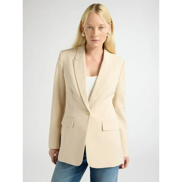Scoop Women's & Women's Plus Ultimate Crepe One Button Suit Blazer, Sizes XS-4X | Walmart (US)