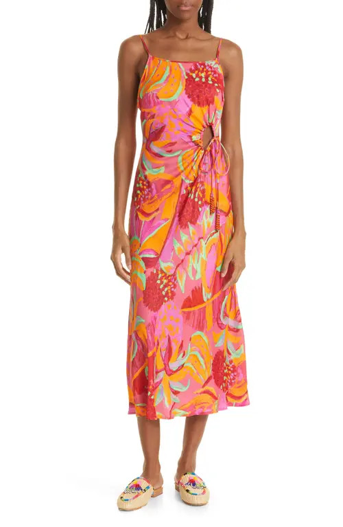 FARM Rio Fruit Brush Cutout Midi Sundress at Nordstrom, Size Small | Nordstrom