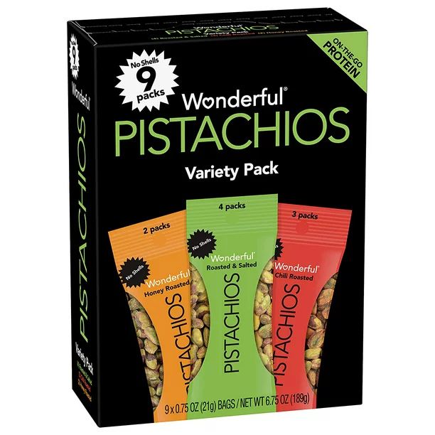 Wonderful Pistachios, No Shell Nuts, Variety Pack (Pack of 9) - Walmart.com | Walmart (US)