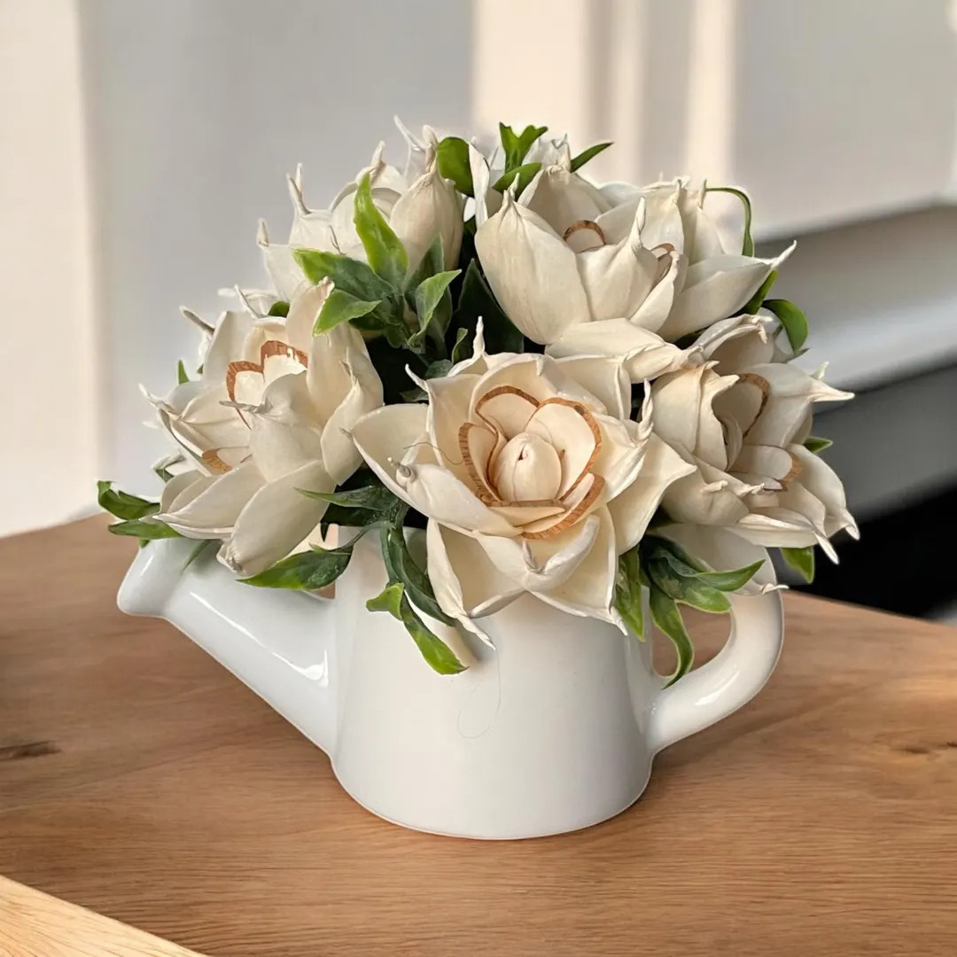 Sola Wood Flower Centerpiece, Small Ceramic Pitcher, Eco-friendly Wedding Decor, Faux Flower Arra... | Etsy (US)