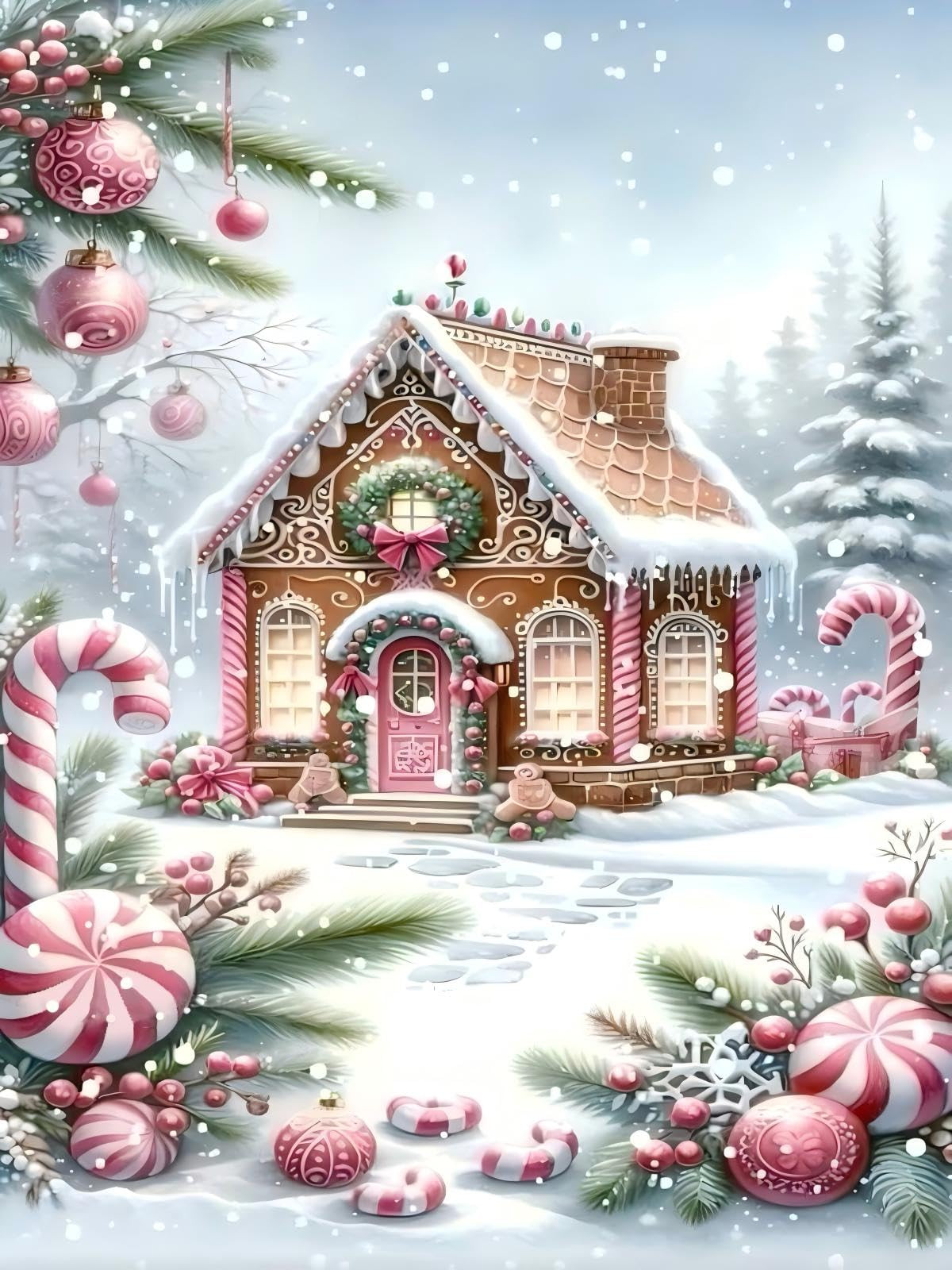 askkqtx Christmas Paint by Numbers Kit for Adults, DIY Christmas Candy House Paint by Numbers for... | Amazon (US)