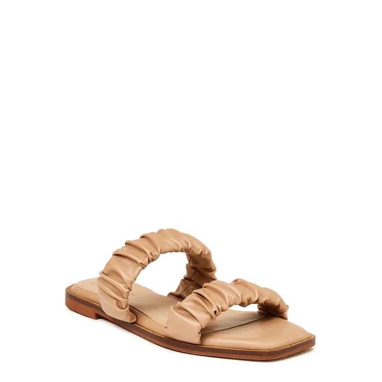 Time and Tru Women's Ruched Strap Sandals - Wide Width Available | Walmart (US)