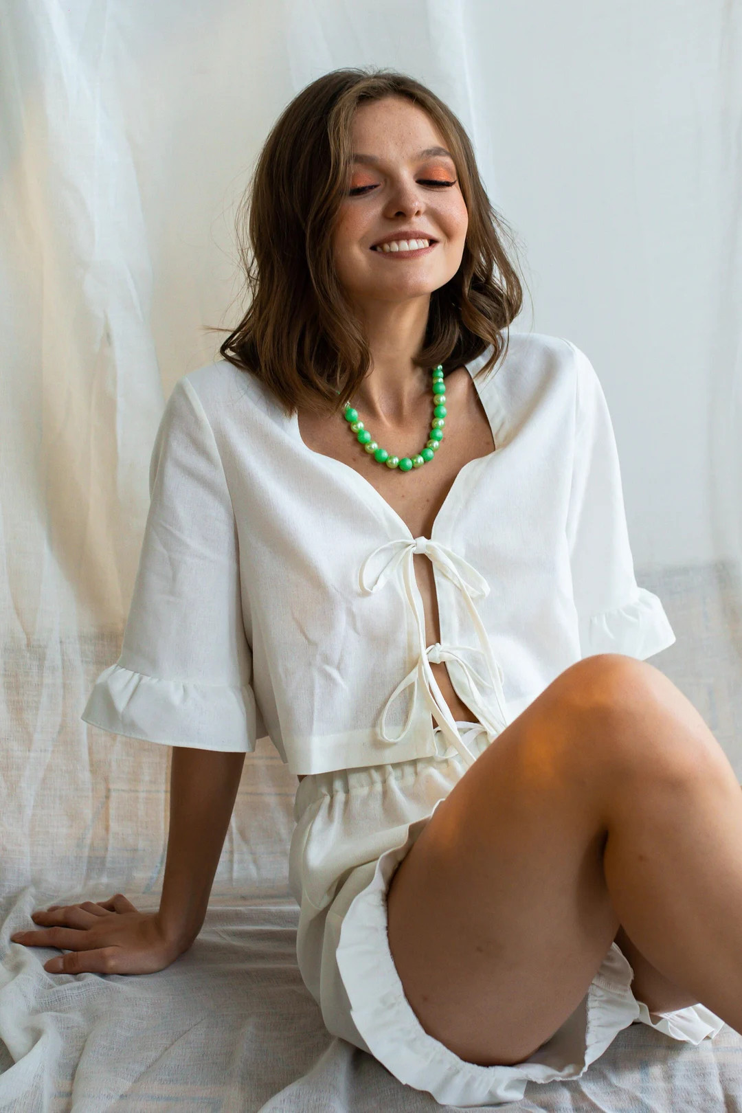 Linen Pajamas/white Linen Set for Women/linen Sleepwear/women Pajamas Set/linen Pajamas Set/ Line... | Etsy (US)