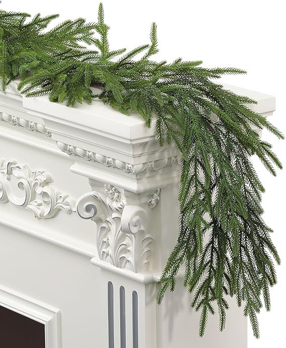 CHEAWRTZ 6FT Pine Garland, Real Touch Pine Garland, Artificial Christmas Garland, Green Pine Garl... | Amazon (US)