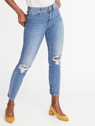 High-Rise Secret-Slim Pockets Distressed Power Straight Ankle Jeans for Women | Old Navy US