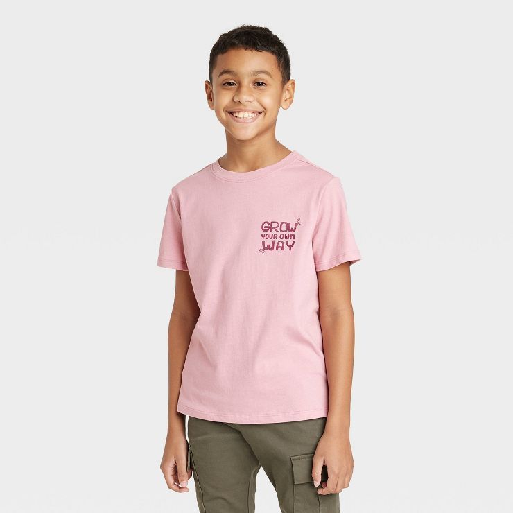 Boys' Short Sleeve 'Grow Your Own Way' Graphic T-Shirt - Cat & Jack™ Rose Pink | Target