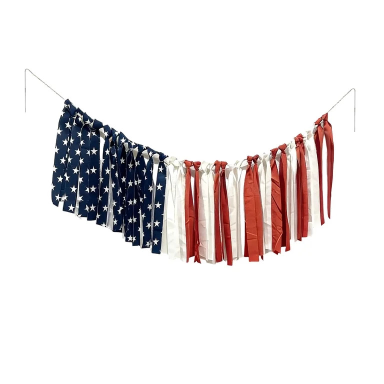 Yhmxh 8.2 ft Red White and Blue Patriotic Bow Banner 4th of July Ribbon Garland 250th Anniversary... | Walmart (US)