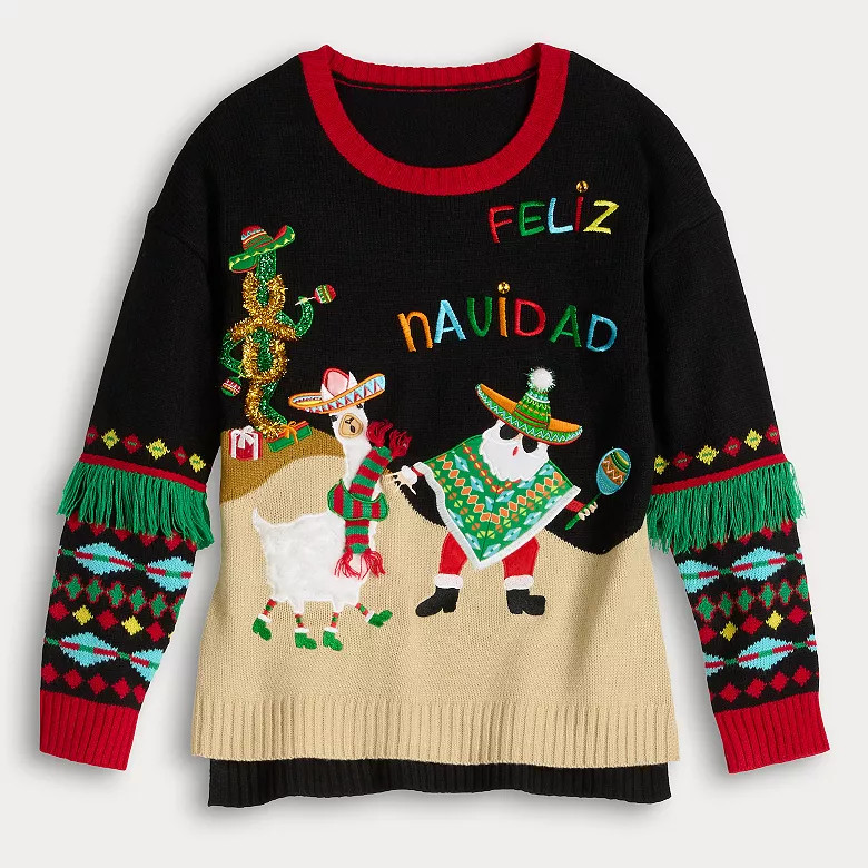 Women's Jollidays Long Sleeve Holiday Crewneck Sweater | Kohl's