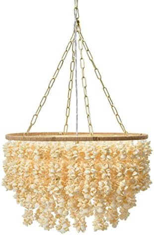 Creative Co-Op EC1051 20" Round Metal and Shell Style Ceiling Light Chandelier | Amazon (US)