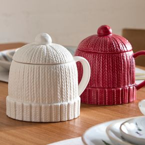 Cable Knit Hat Figural Stoneware Mug | West Elm CA