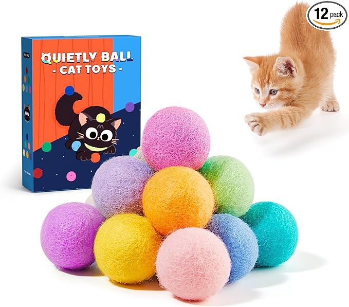 Potaroma 12 Pcs Quiet Play Felt Cat Ball Toys with Catnip Inside, Cat Kicker Exercise Toys, Fun C... | Amazon (US)