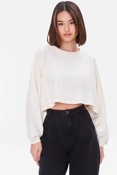 Cropped Long-Sleeve Tee | Forever 21