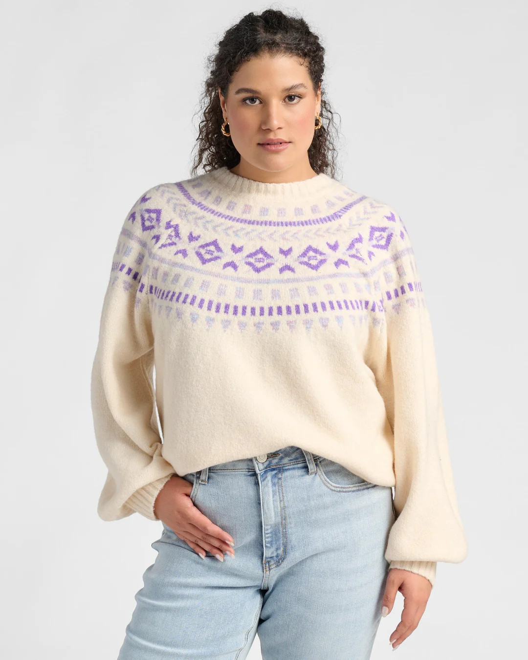 Plus Size Fairisle Crewneck Sweater | Seventy Eight and Sunny
