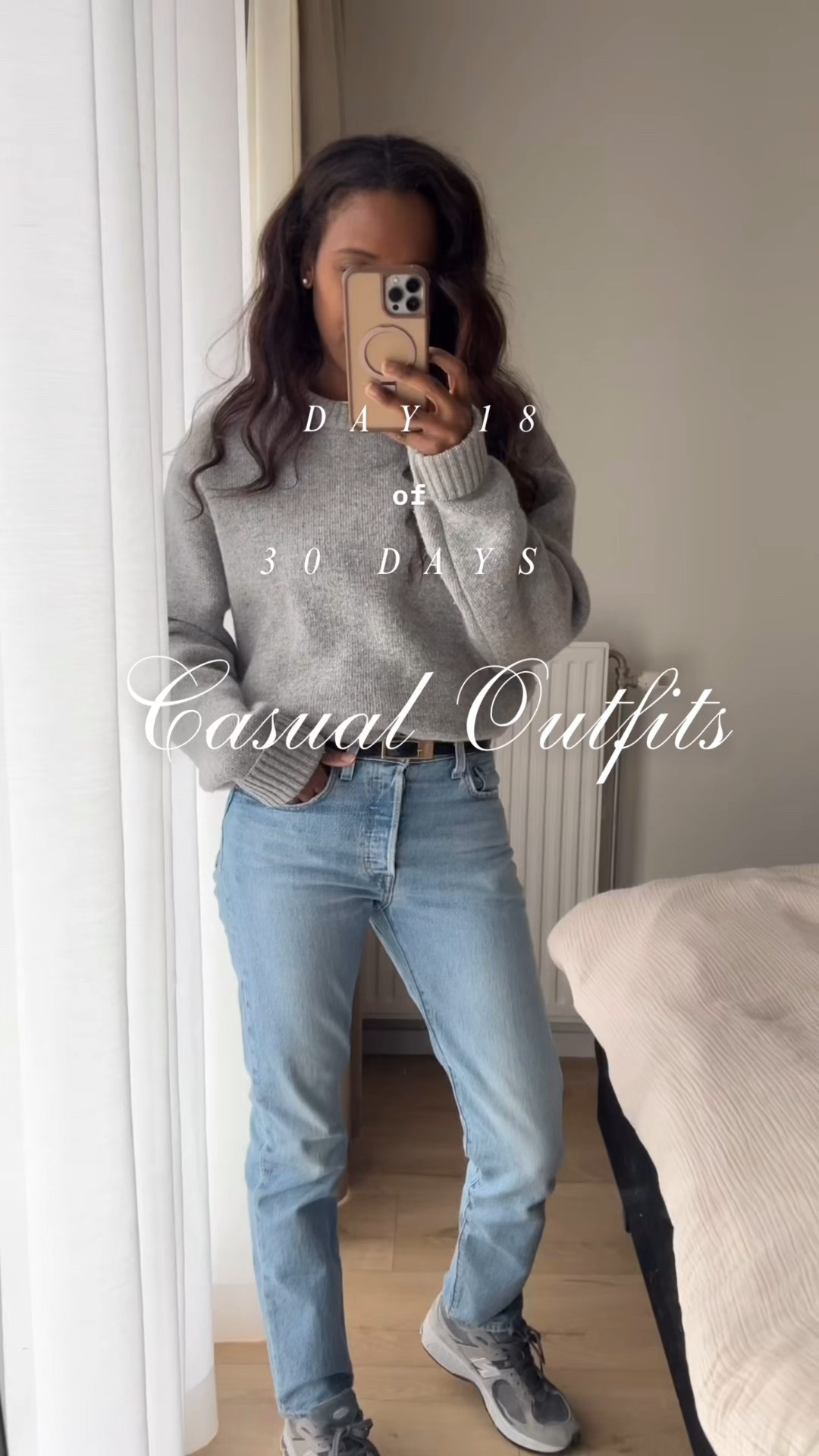 Day 18 of casual outfits. This sweater is a wool and cashmere blend I caught on sale for a steal. I hope it’s still available! And my fave sneakers at the moment my new balance 2002r’s. Just love the grey so much. 