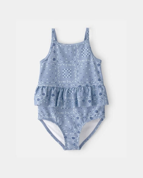 Blue - Toddler Girl Bandana Floral 1-Piece Swimsuit - Blue, Selected | Carter's Inc