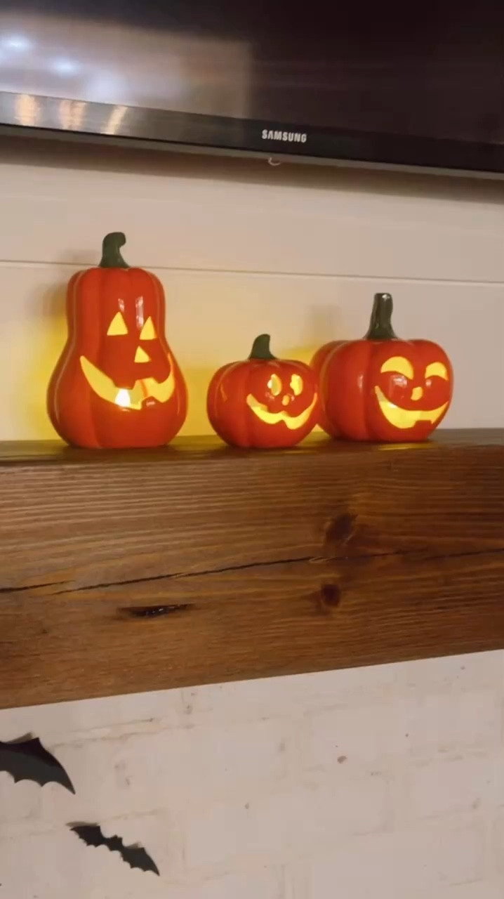 Amazon Halloween decor 
These ceramic pumpkins look so cute on my mantle. Comes as a pack of 3 with tea light candles included. 

#LTKHome #LTKVideo #LTKHalloween