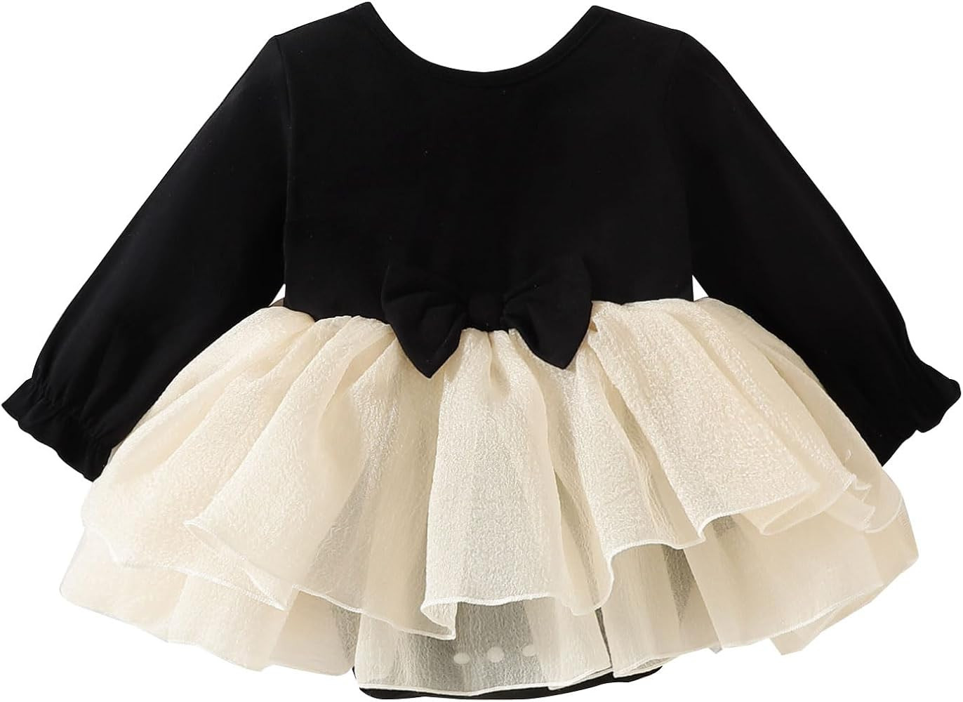 Baby Girl My Little Black Dress Romper Cotton Ruffle Long Sleeve Tutu Dress Birthday Party Fall W... | Amazon (US)