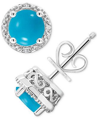 Macy's Cultured Freshwater Pearl & Diamond Accent Stud Earrings in Sterling Silver (Also in Onyx,... | Macys (US)