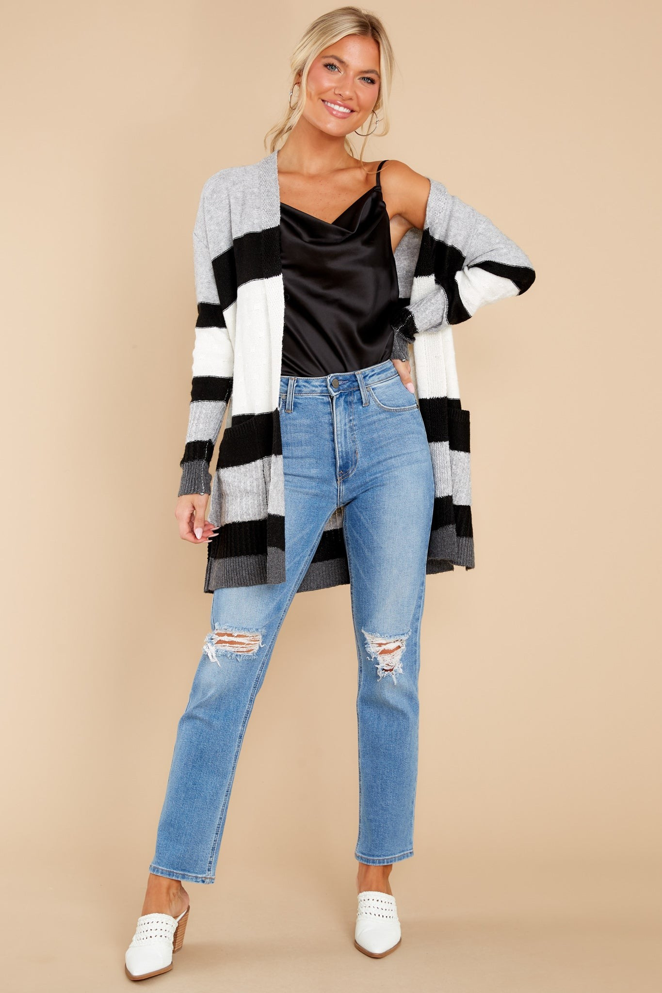 Chill For A While Heather Grey Multi Cardigan | Red Dress 