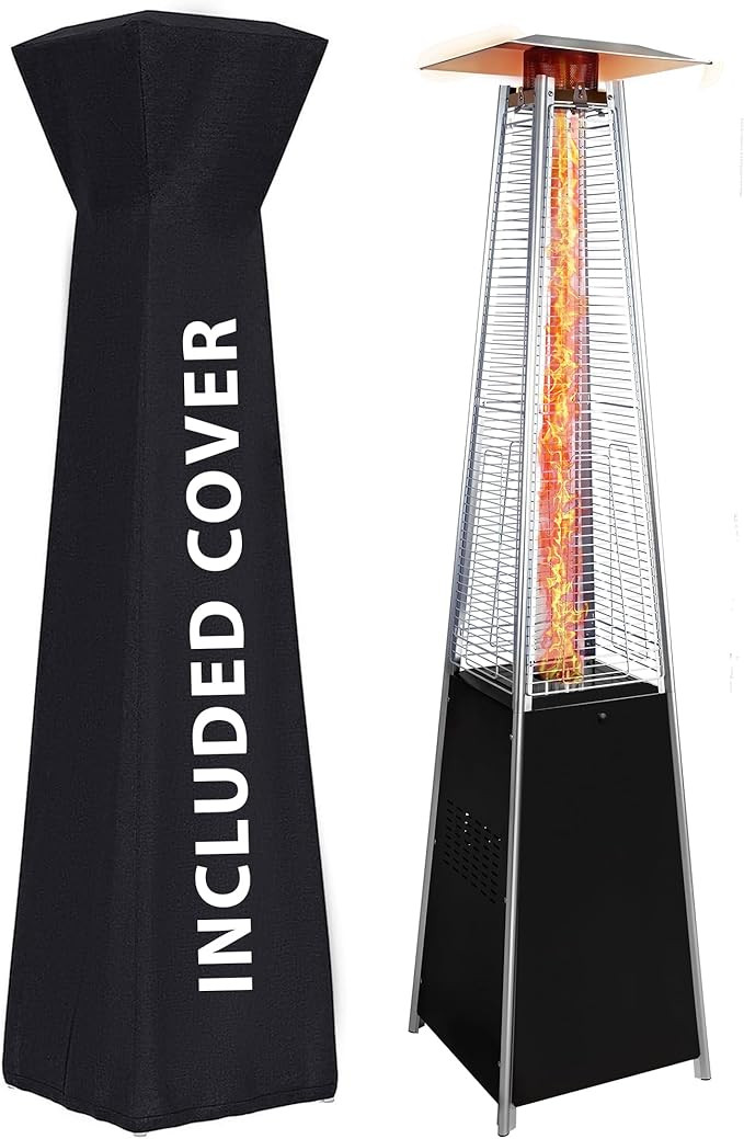 Pyramid outdoor heater, 48000 BTU Propane Patio Heater with Detachable Wheels and Protective Cove... | Amazon (US)