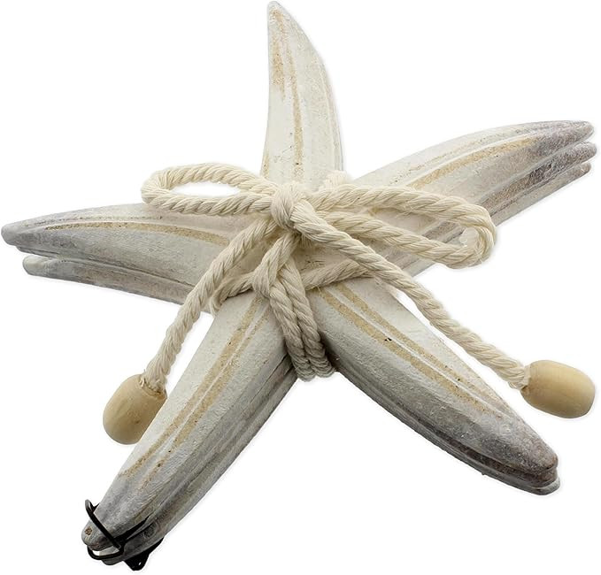 The Bridge Collection Set of 3 Wooden Starfish Wall Hooks - Nautical Wall Decor for Coastal Homes... | Amazon (US)