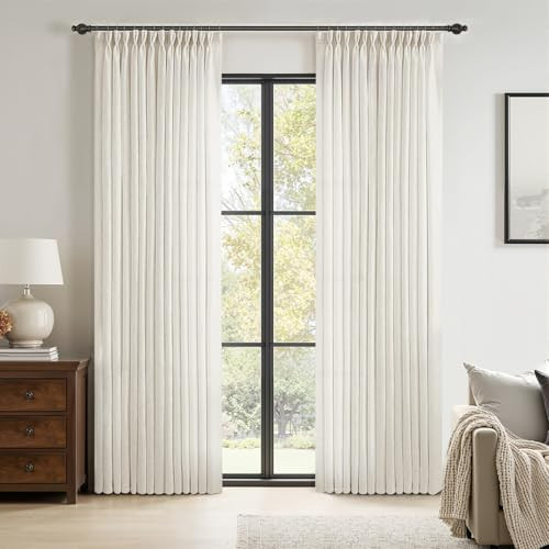 MIULEE 96 Inches Long Pinch Pleated Natural Linen Curtains 2 Panels Set for Bedroom Living Room, ... | Amazon (US)