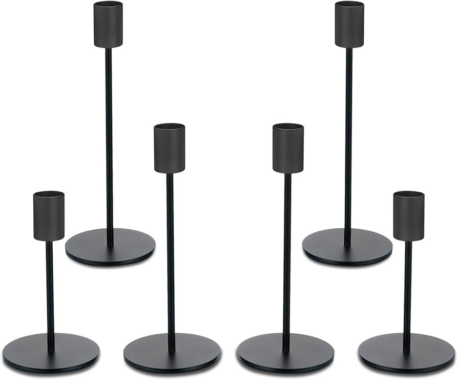 Black Candlestick Holders for Taper Candles Set of 6, Metal Tapered Candle Holders, Tall Candle S... | Amazon (US)