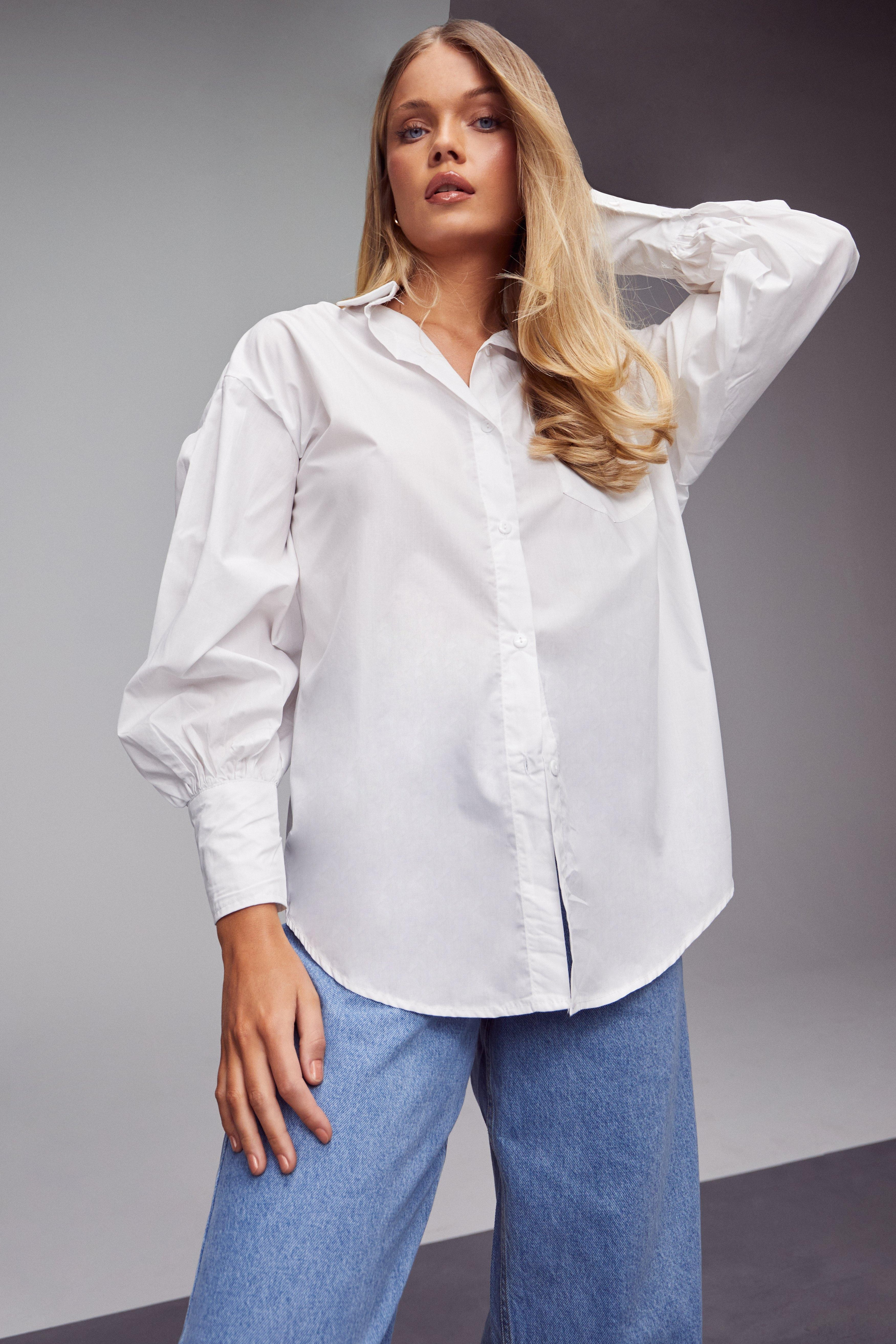 Oversized Deep Cuff Boyfriend Shirt | Boohoo.com (UK & IE)